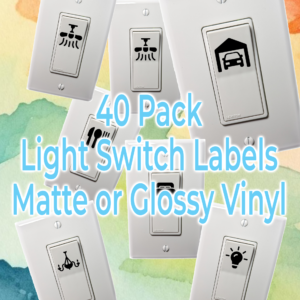 Light switch labels - 40 pack - Colored
